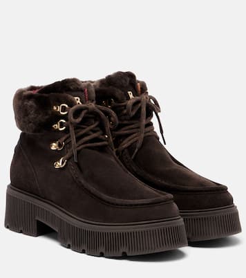 Turin shearling-trimmed suede lace-up boots | Bogner