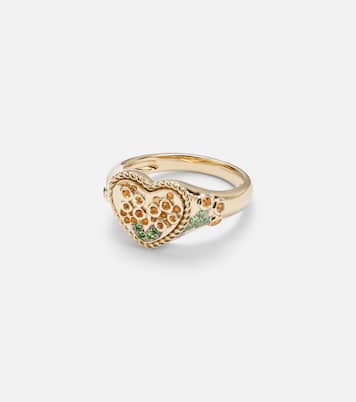 Cœur Mimosa Mini 9kt gold (375/1000) pinky ring with gemstones | Yvonne Léon