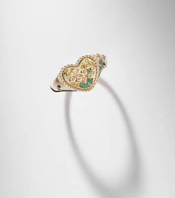 Cœur Mimosa Mini 9kt gold (375/1000) pinky ring with gemstones | Yvonne Léon