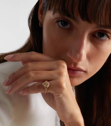 Bague auriculaire Poire Mini en or 9 ct, émail, citrines et diamants | Yvonne Léon