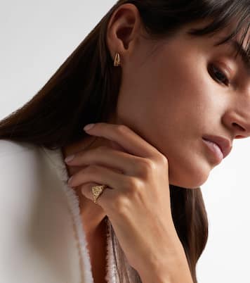 Bague auriculaire Poire Mini en or 9 ct, émail, citrines et diamants | Yvonne Léon