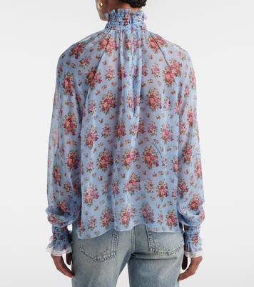 Floral ruffled silk and cotton blouse | Dolce&Gabbana