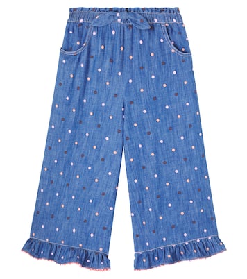 Embroidered polka-dot denim pants | Zimmermann Kids