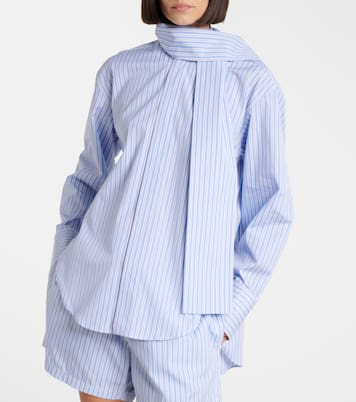 Scarf-detail striped cotton shirt | Plan C