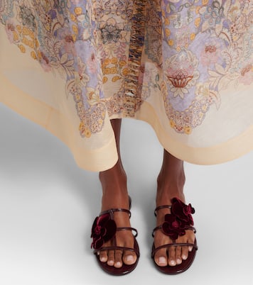 Orchid floral-appliqué leather sandals | Zimmermann