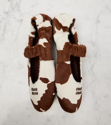 Cow-print calf hair Mary Jane flats | Miu Miu
