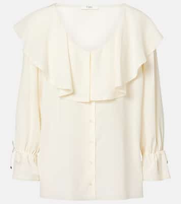 Lace-trimmed silk top | Chloé