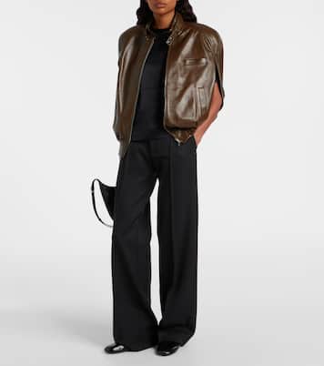 Caped leather bomber jacket | Phoebe Philo