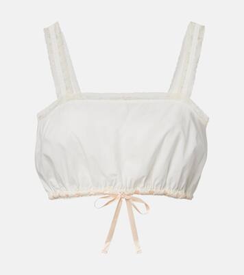 Alma lace-trimmed cotton crop top | Posse