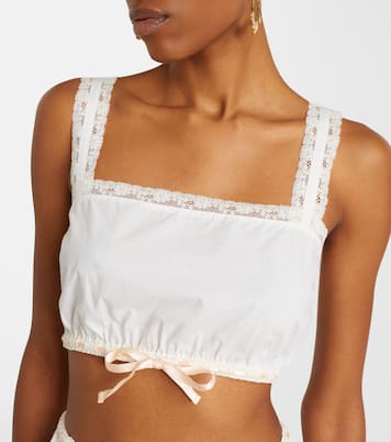 Alma lace-trimmed cotton crop top | Posse