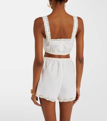 Alma lace-trimmed cotton crop top | Posse