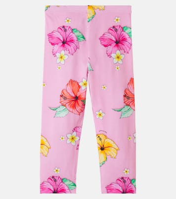 Floral cotton-blend jersey leggings | Monnalisa
