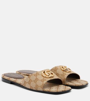 Double G GG Canvas slides | Gucci