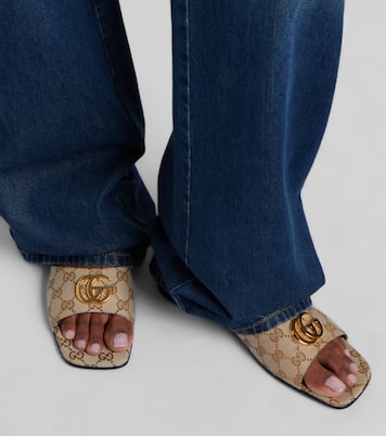 Double G GG Canvas slides | Gucci