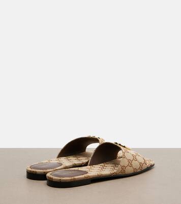 Double G GG Canvas slides | Gucci