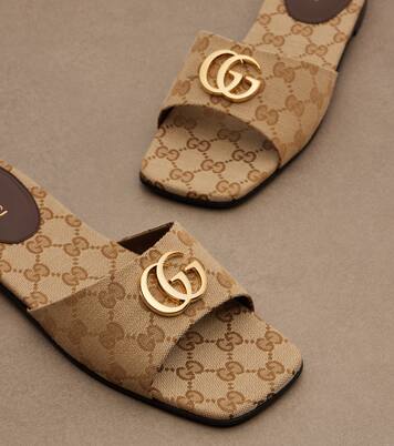 Double G GG Canvas slides | Gucci