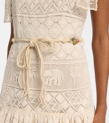 Indra束带棉质蕾丝中长连衣裙 | Zimmermann