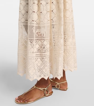Indra束带棉质蕾丝中长连衣裙 | Zimmermann