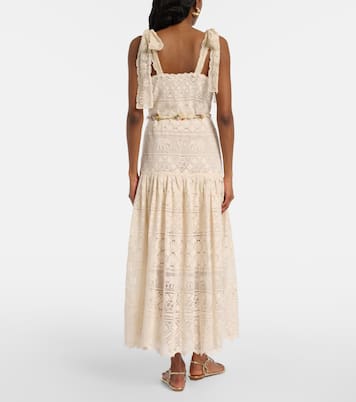 Indra束带棉质蕾丝中长连衣裙 | Zimmermann