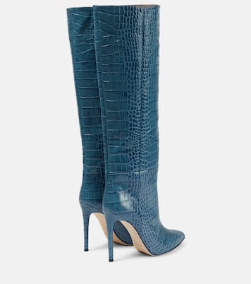 Croc-effect leather knee-high boots | Paris Texas