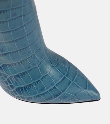 Croc-effect leather knee-high boots | Paris Texas