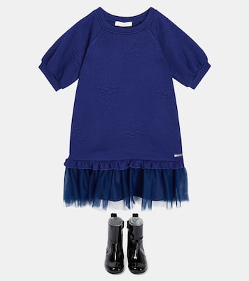 Jersey tulle-trimmed dress | Monnalisa