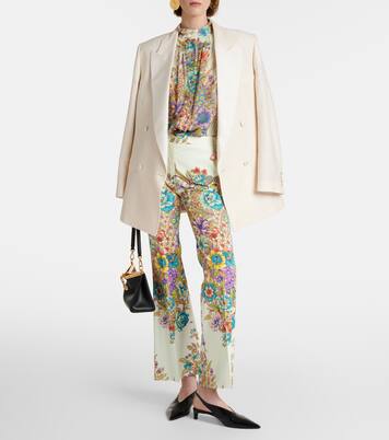 Floral cotton-blend flared pants | Etro