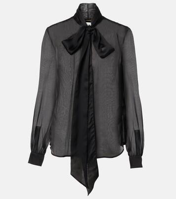 Blusa in seta con fiocco | Saint Laurent