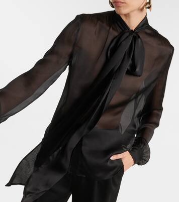 Blusa in seta con fiocco | Saint Laurent