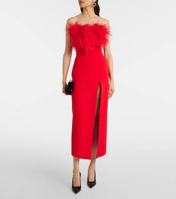 Robe midi à plumes | David Koma