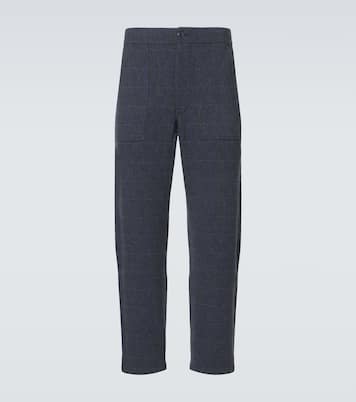 Herringbone checked cashmere straight pants | God's True Cashmere