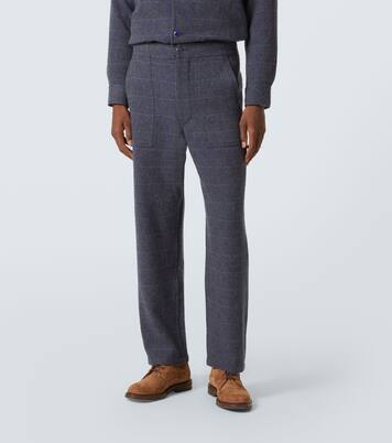 Herringbone checked cashmere straight pants | God's True Cashmere