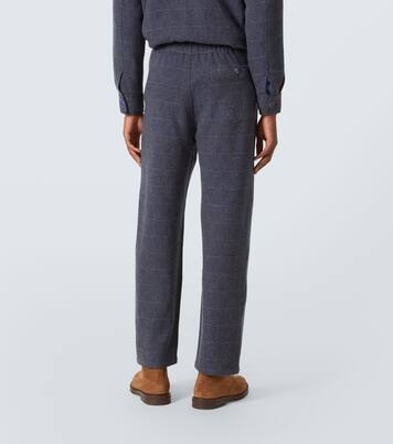 Herringbone checked cashmere straight pants | God's True Cashmere