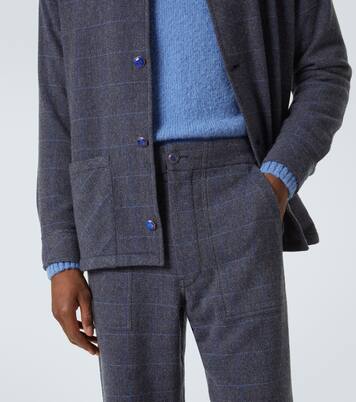 Herringbone checked cashmere straight pants | God's True Cashmere