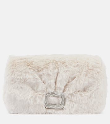 Viv Choc embellished faux shearling wallet | Roger Vivier