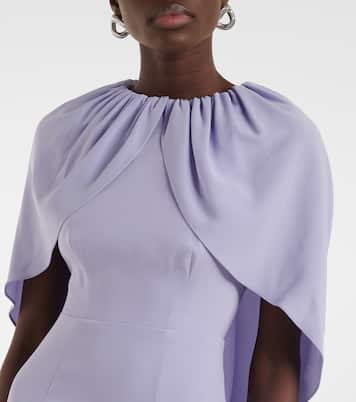 Caped crêpe satin cocktail dress | Roland Mouret