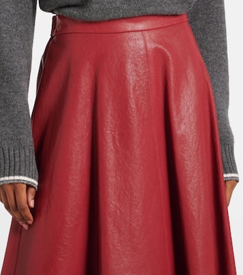 High-Rise-Midirock aus Leder | Brunello Cucinelli