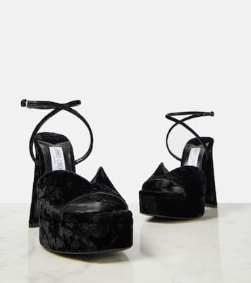 Karli 125 velvet platform sandals | Jimmy Choo