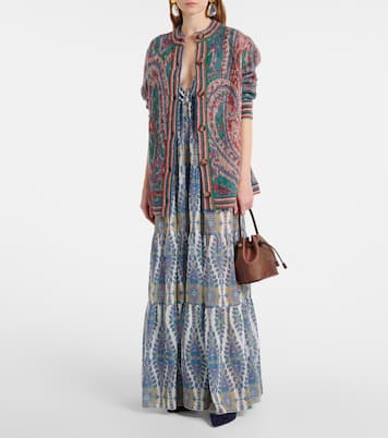 Abito lungo in cotone e seta a balze | Etro