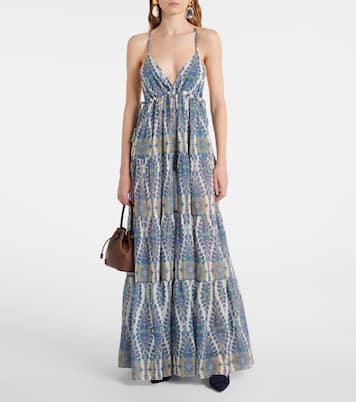 Abito lungo in cotone e seta a balze | Etro