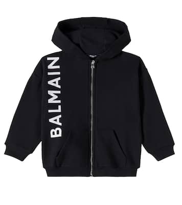 Logo cotton zip-up hoodie  | Balmain Kids