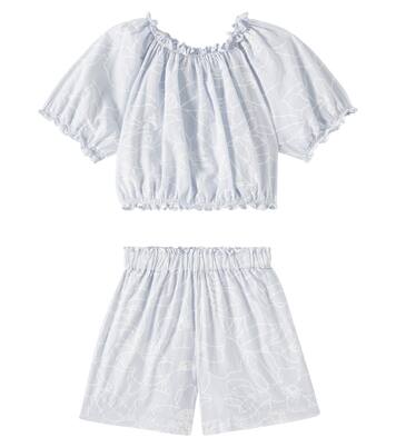 Printed cotton top and shorts set | Il Gufo