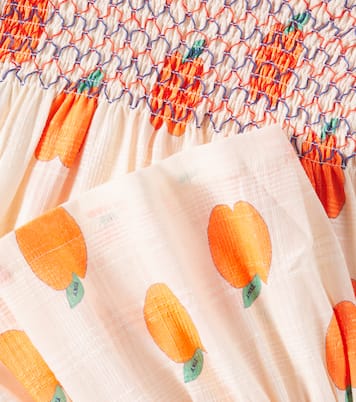 Apples printed shirred cotton dress | Tinycottons