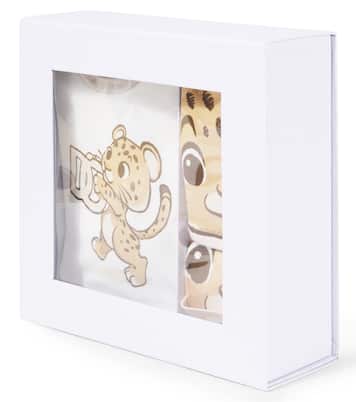 Baby set of printed cotton romper, bib and cap | Dolce&Gabbana Kids