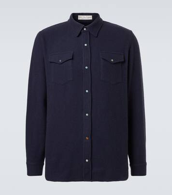 Cashmere shirt with emerald | God's True Cashmere