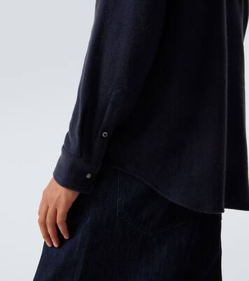 Cashmere shirt with emerald | God's True Cashmere