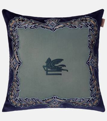 Kiri embroidered cotton velvet cushion | Etro