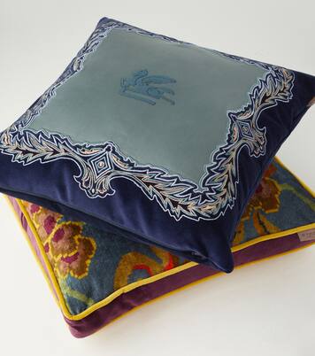 Kiri embroidered cotton velvet cushion | Etro