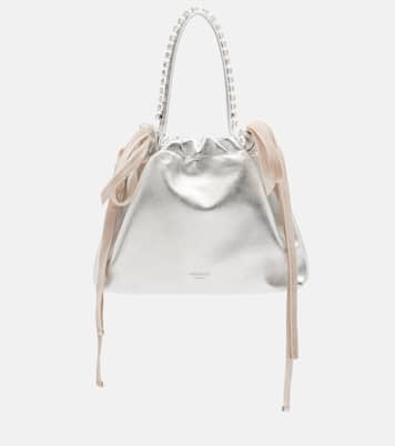 Drawstring Mini embellished leather shoulder bag | Jimmy Choo