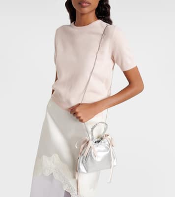 Drawstring Mini embellished leather shoulder bag | Jimmy Choo